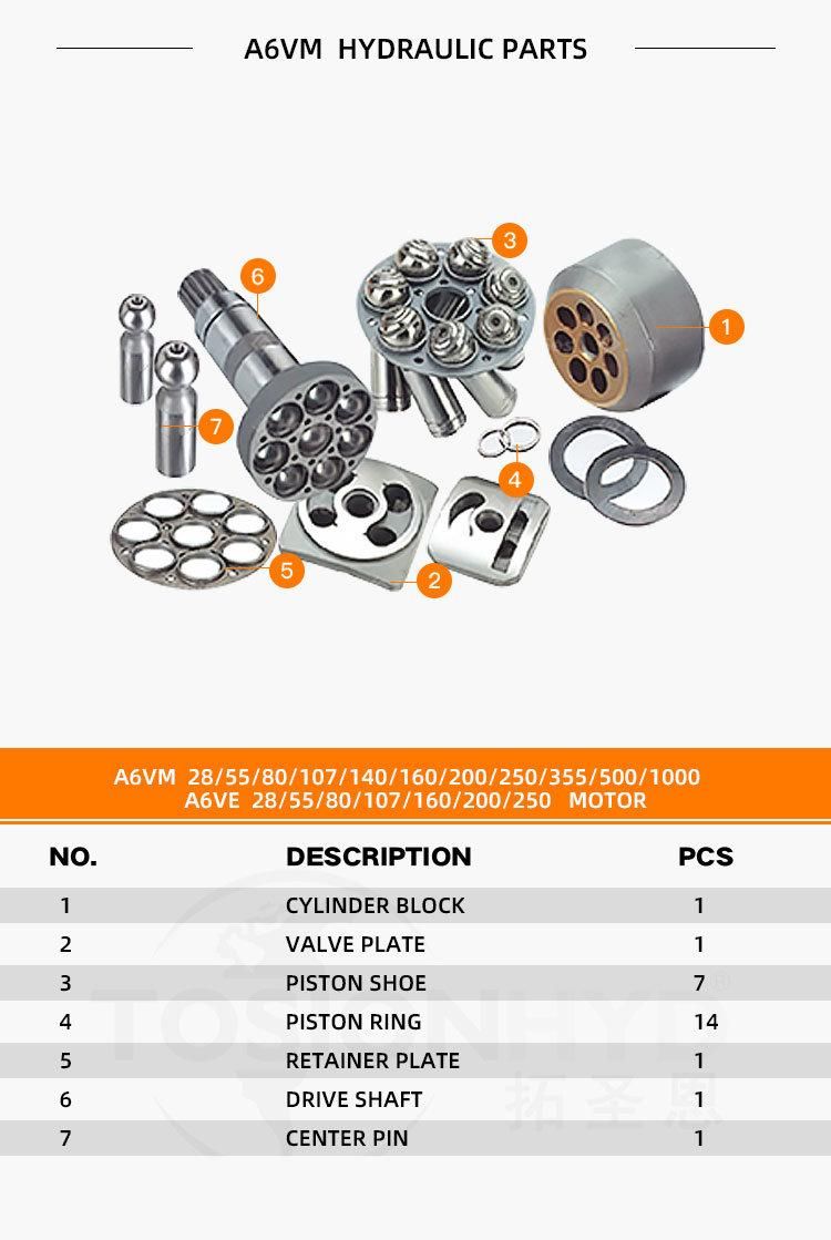 A6ve 200 Hydraulic Motor Parts with Rexroth Spare Repair Kits