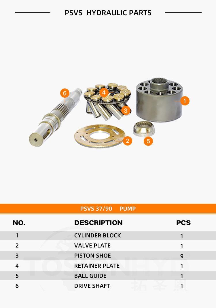 Kyb Psvs 37/90 Psvs37 Psv90 Hydraulic Pump Parts with Kayaba Spare Repair Kit