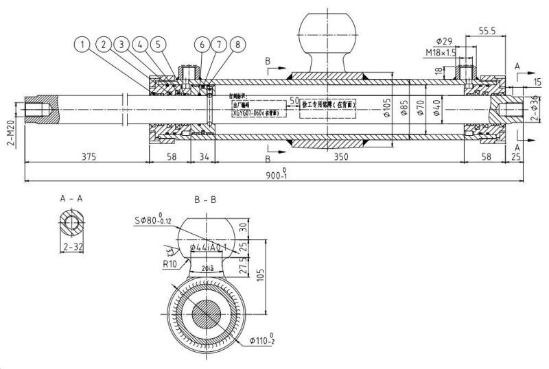 Hydraulic Oil Cylinder Hydraulic Jack Hsg70/40-350*900-Wx