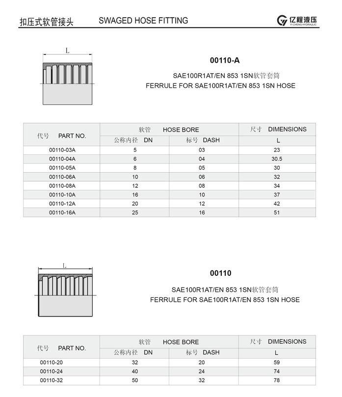 00110 Ferrule for SAE100r1at or En 853 1sn Hose