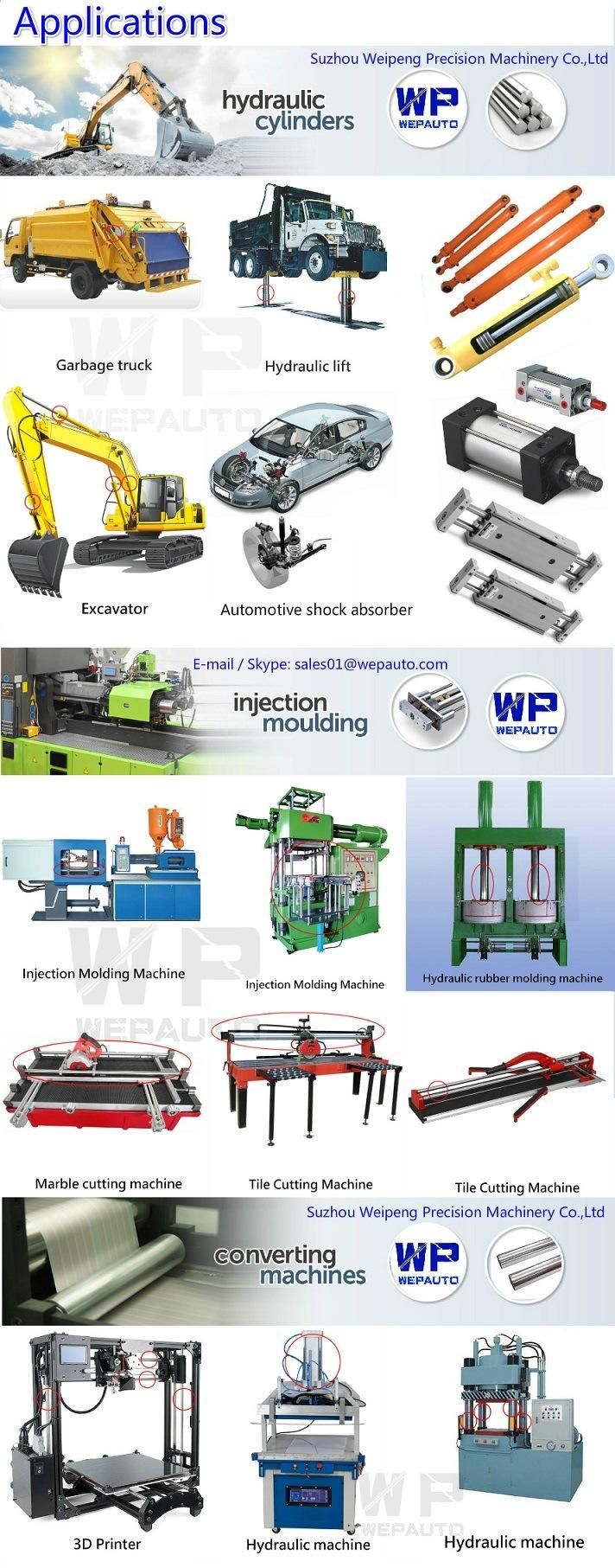 Pneumatic / Hydraulic Cylinder Hard Chrome Plated Piston Rods & Bars