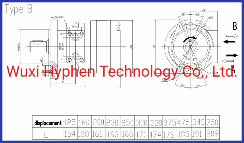 Agriculture Machine Parts Hydrulic Motor 125-750ml/Rev 4holes