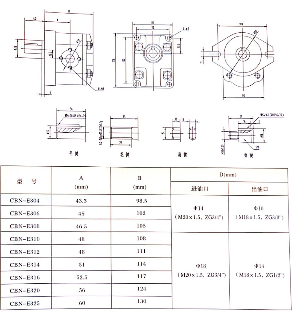 Hydraulic Pumps Gear Pump 20ml/Rev, 2000rpm, Clockwise