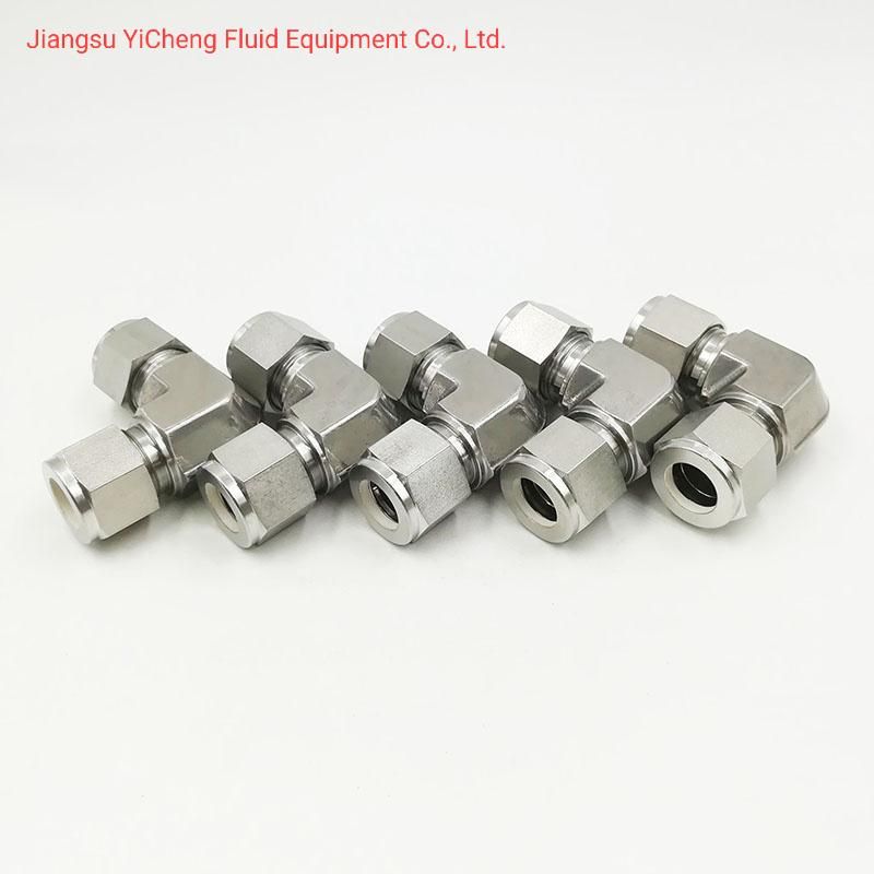 SS304 3000 Psi 1/4 Od Equal Double Ferrule 90degree Elbow Pipe for Hydraulic Tube Fittings