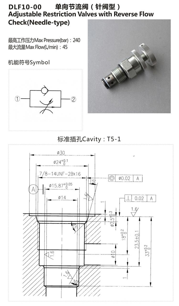 DLF10-00 Hydraulic One-Way Throttle Cartridge Valves