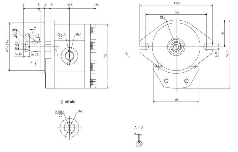 High Pressure Hydraulic Power Unit Hydraulic Single Gear Oil Pump Cbqab-D510-A1lz