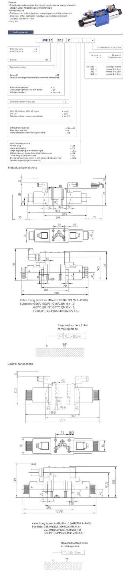 GD-4WE10 Hydraulic Solenoid Directional Valve