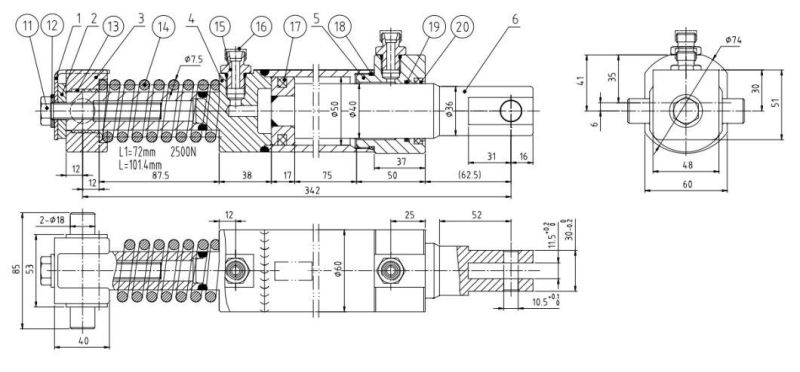 Hydraulic Oil Cylinder Hydraulic Jack Hsg50/40-75*342-00