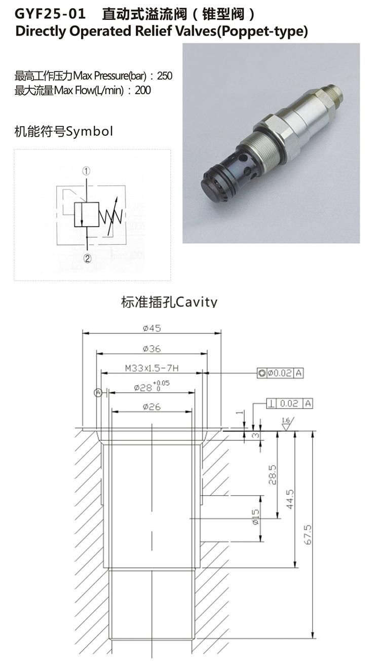 GYF25-01 hydraulic direct acting poppet plug valve