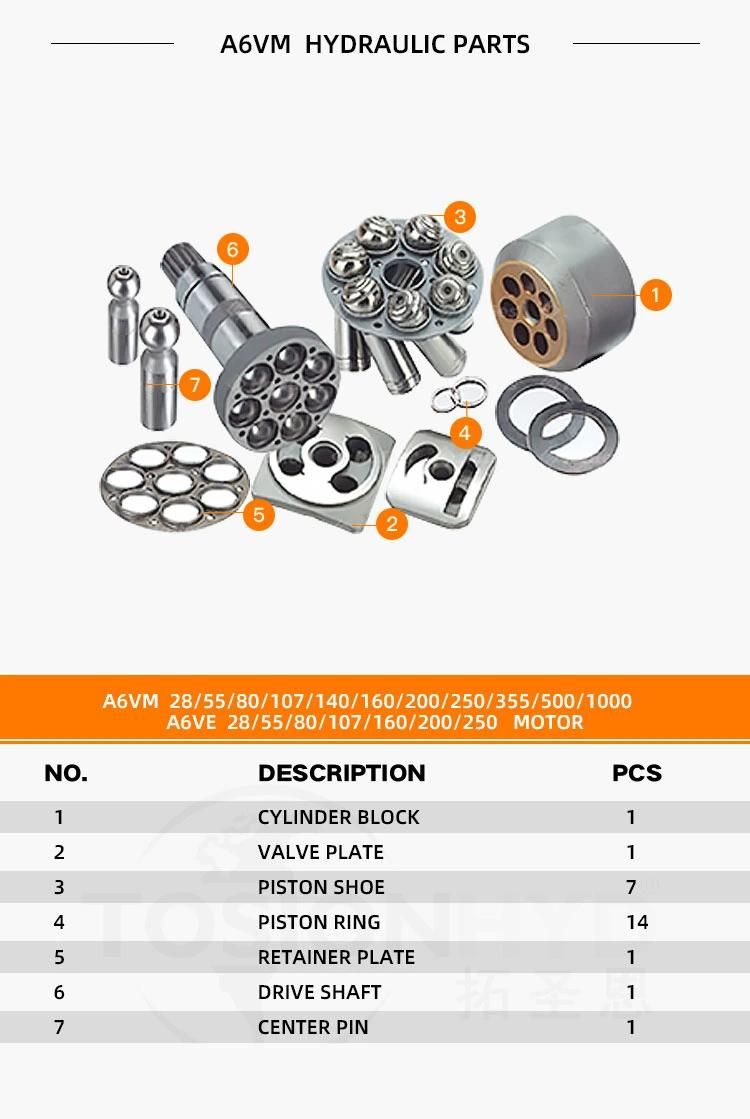 A6vm 200 Hydraulic Pump Parts with Rexroth Spare Repair Kits