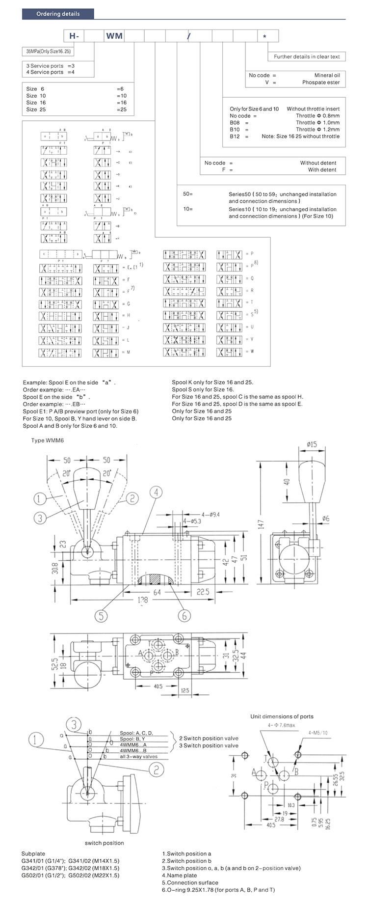 4WMM6 Rexroth Directional Spool Valves with Hand Lever