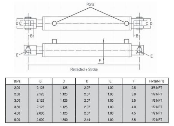 Double Oil Port Pin to Pin Mounting Hydraulic Cylinder for Auto Hoist