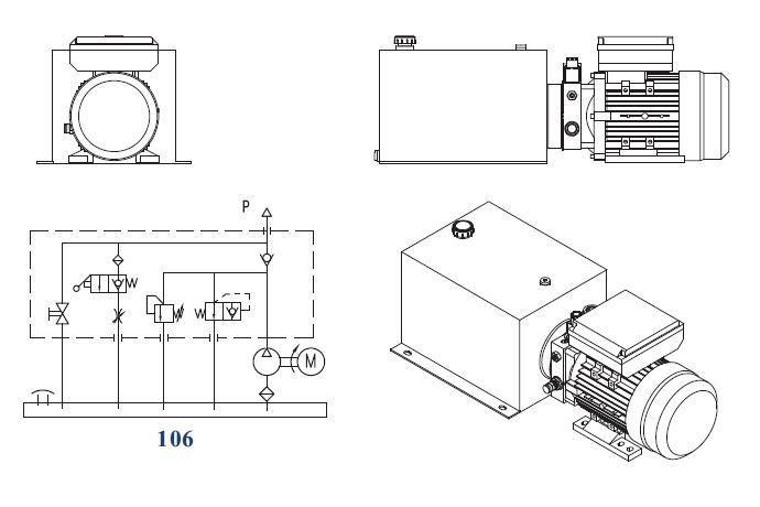 24V DC Hydraulic Power Pack with Two Double Acting Valves and Solenoid