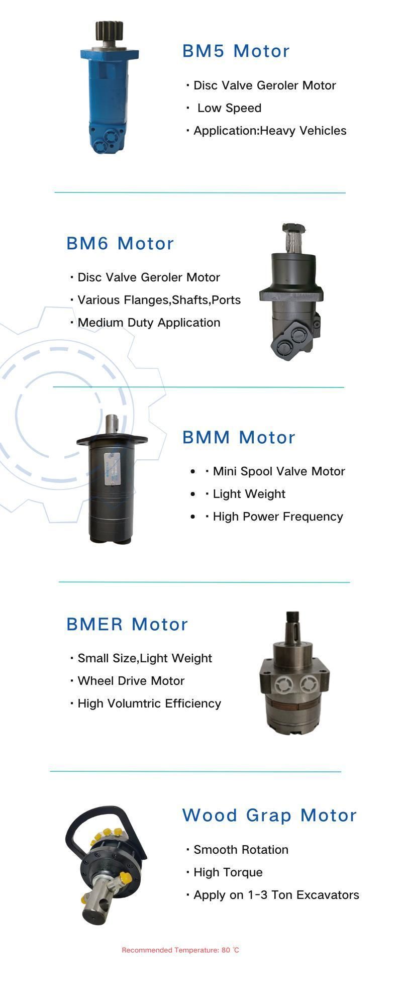 Concrete Mixer Machine Parts Orbit Hydraulic Bearingless Motor Bm6 Series Bm6-195 Bm6-390 Bm6-985 for Medium Duty Application