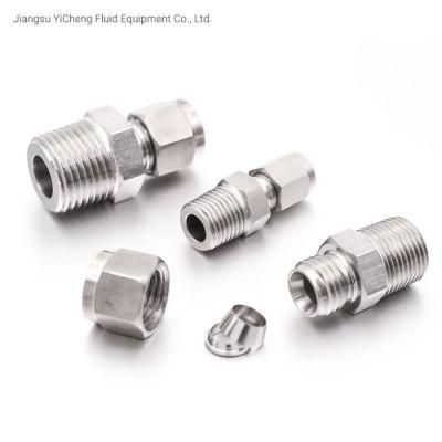 SUS 304 1/8 1/4 3/8 1/2 NPT BSPT Male Thread X Inch Tube Od Pipe Compression Connector Hydraulic Tube Fittings