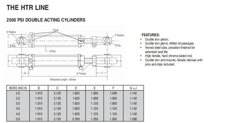 Custom Tie Rod Two Way Double Acting Single Acting Tractor Loader Hydraulic Cylinder