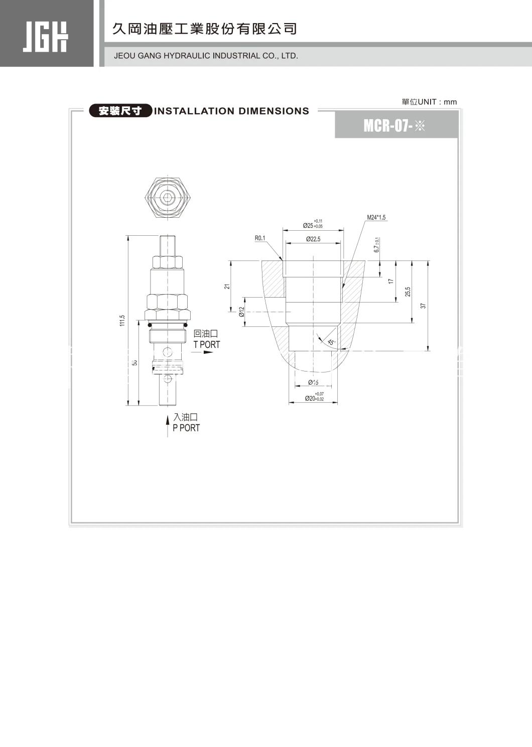 J-Rpcc, Pilot Operated, Balanced Piston Relief Valve