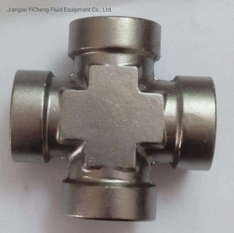Stainless Steel Fittings Double Ferrules Metric Hydraulic Tube Fittings 4-Way Union Cross for Water