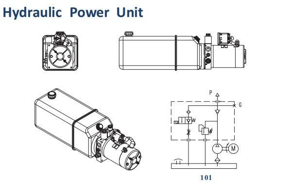 24V hydraulic Power Unit with 5L Tank 1.2cc