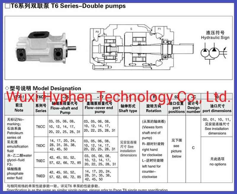 T6c Pin Type Vane Pumps Double Pumps