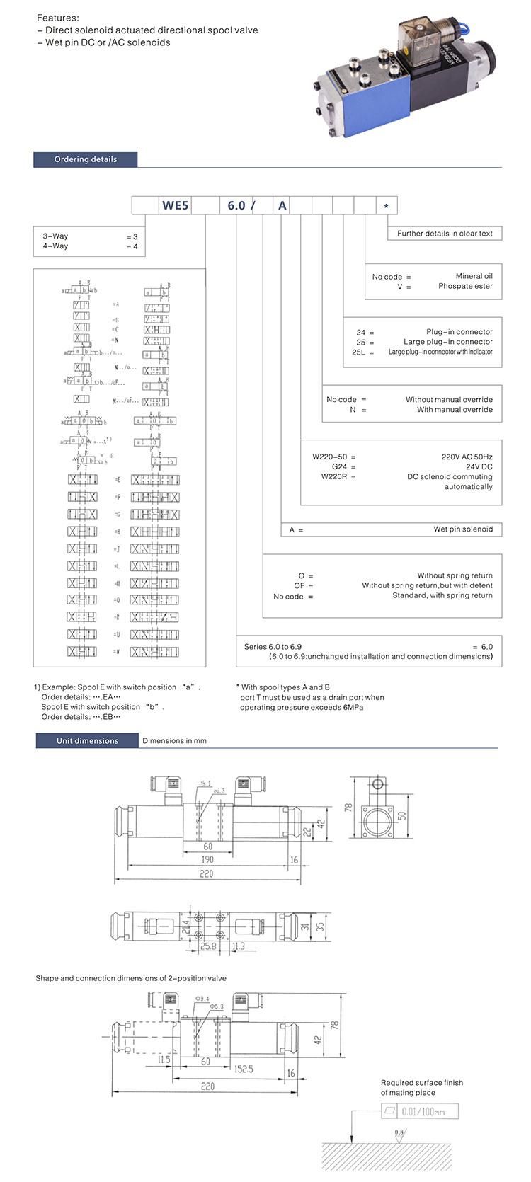 3WE5EA Hydraulic Rexroth type solenoid control valve