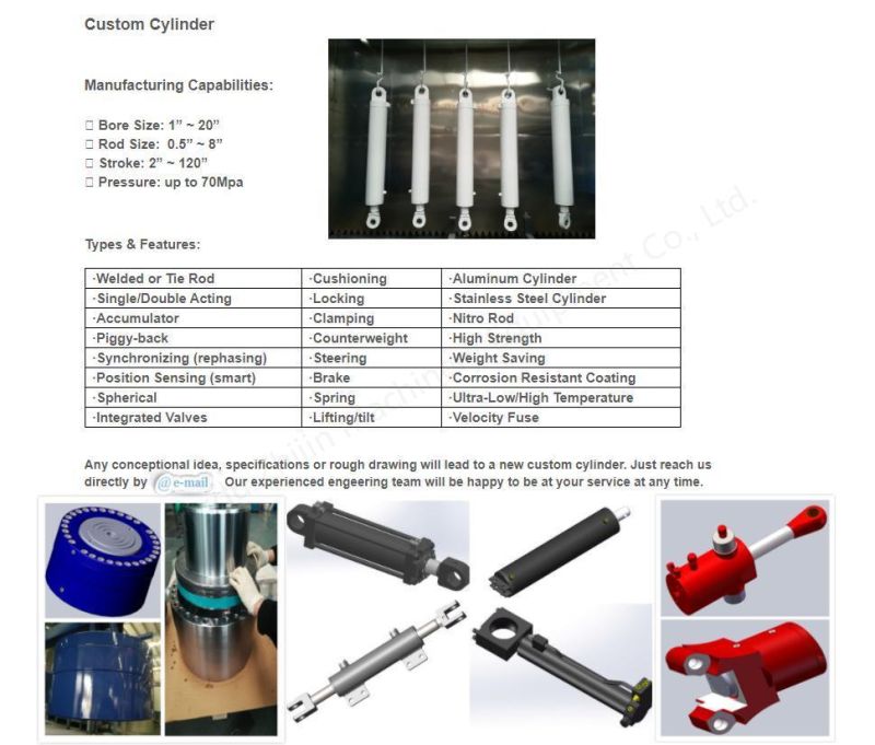 Standard/Custom Made Tie Rod Hydraulic Cylinder Welded Hydraulic Cylinder for North American Europe and Australia Market