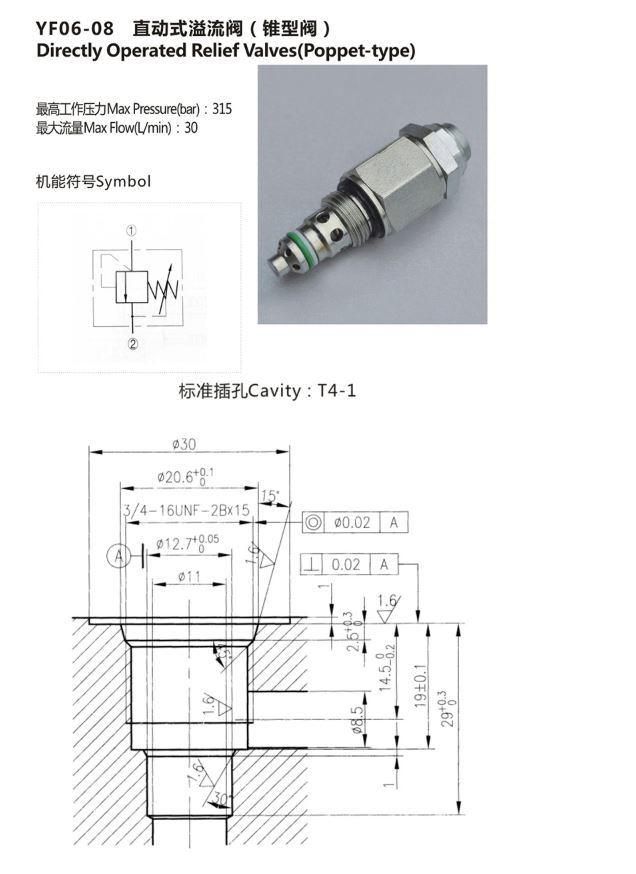 YF06-08 hydraulic sun type relief cartridge valve