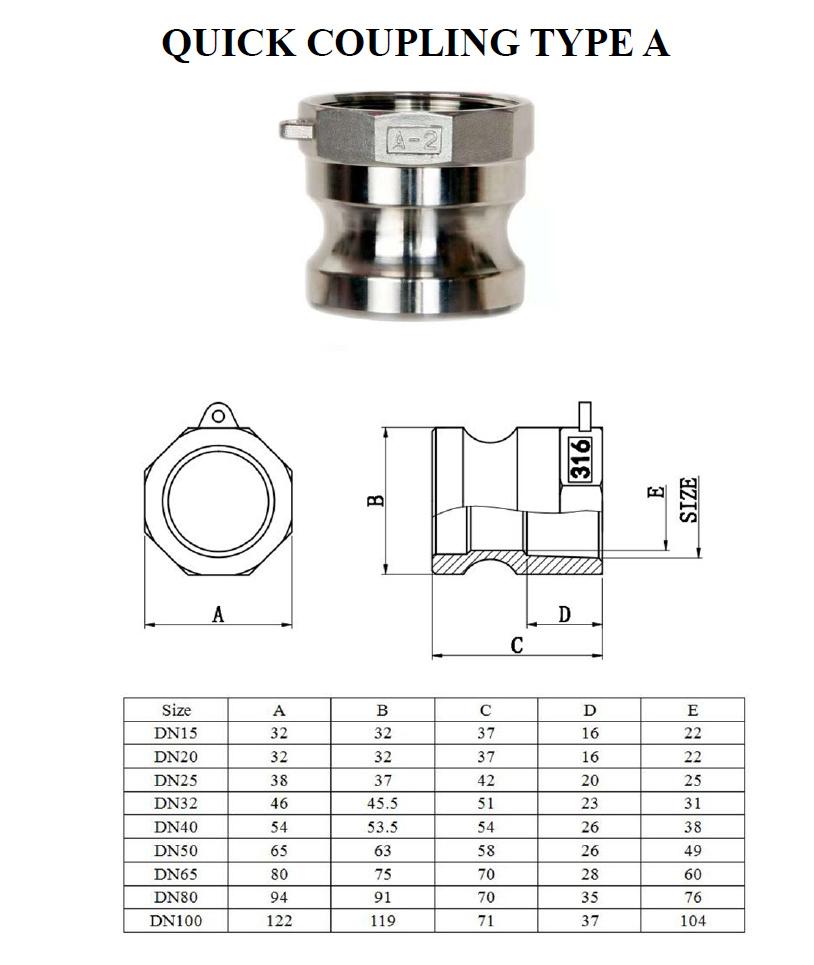 Aluminium Quick Coupling with Ss Arms