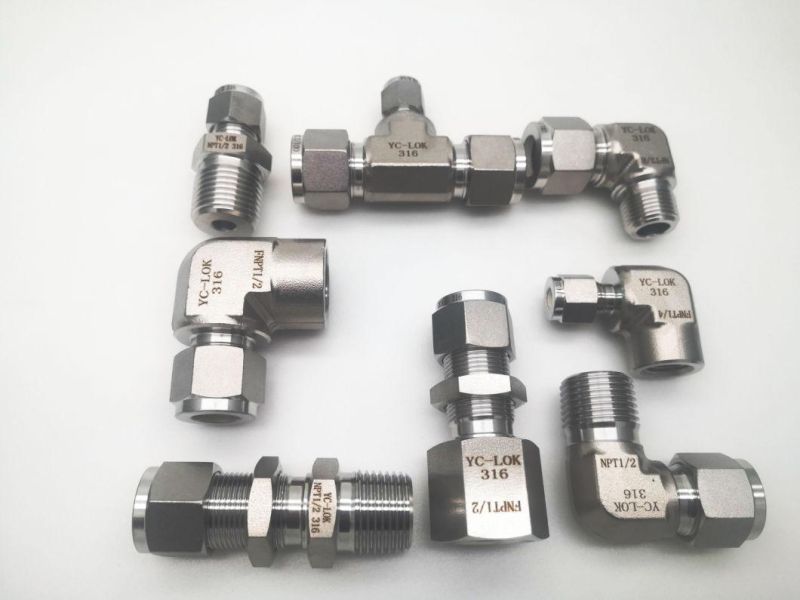 SS316 Stainless Steel Double Ferrules Elbow Unions Metric Tube Parker Hydraulic Tube Fittings