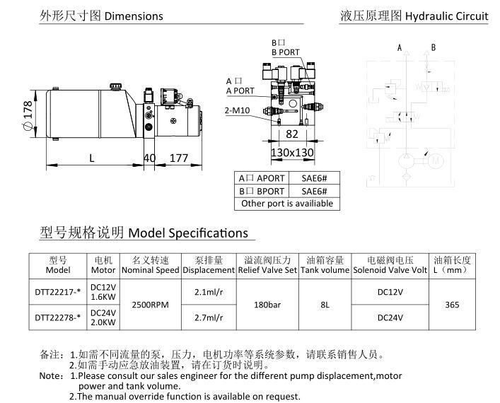 Hydraulic Pump, Hydraulic Unit 12 V 180 Bar 2000W Truck, Tipper, Trailer 11L