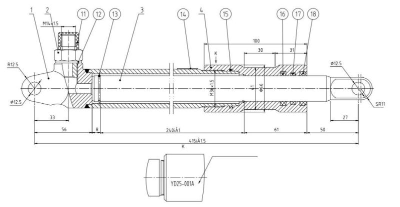 Hydraulic Oil Cylinder Hydraulic Jack Yd25-001A