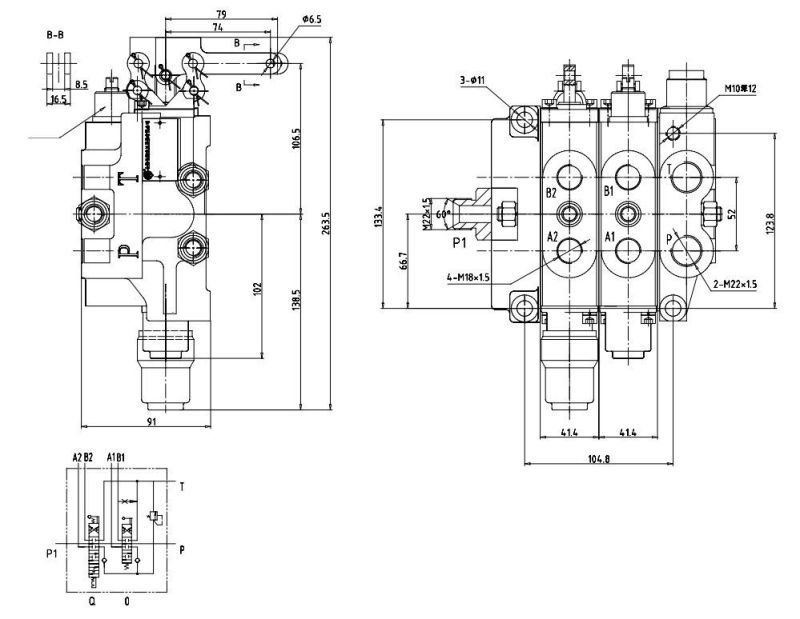Hydraulic Flow Multi-Way Control Valve Zdf10-F15L