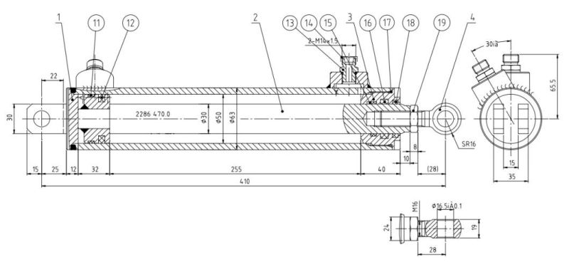 Hydraulic Oil Cylinder Hydraulic Jack Hsg50/30-255*410-00