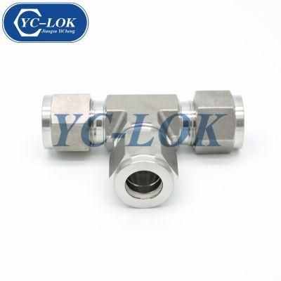 Stainless Steel Type Union Tee Tube Compression Tube Adapter Hydraulic Tube Fittings