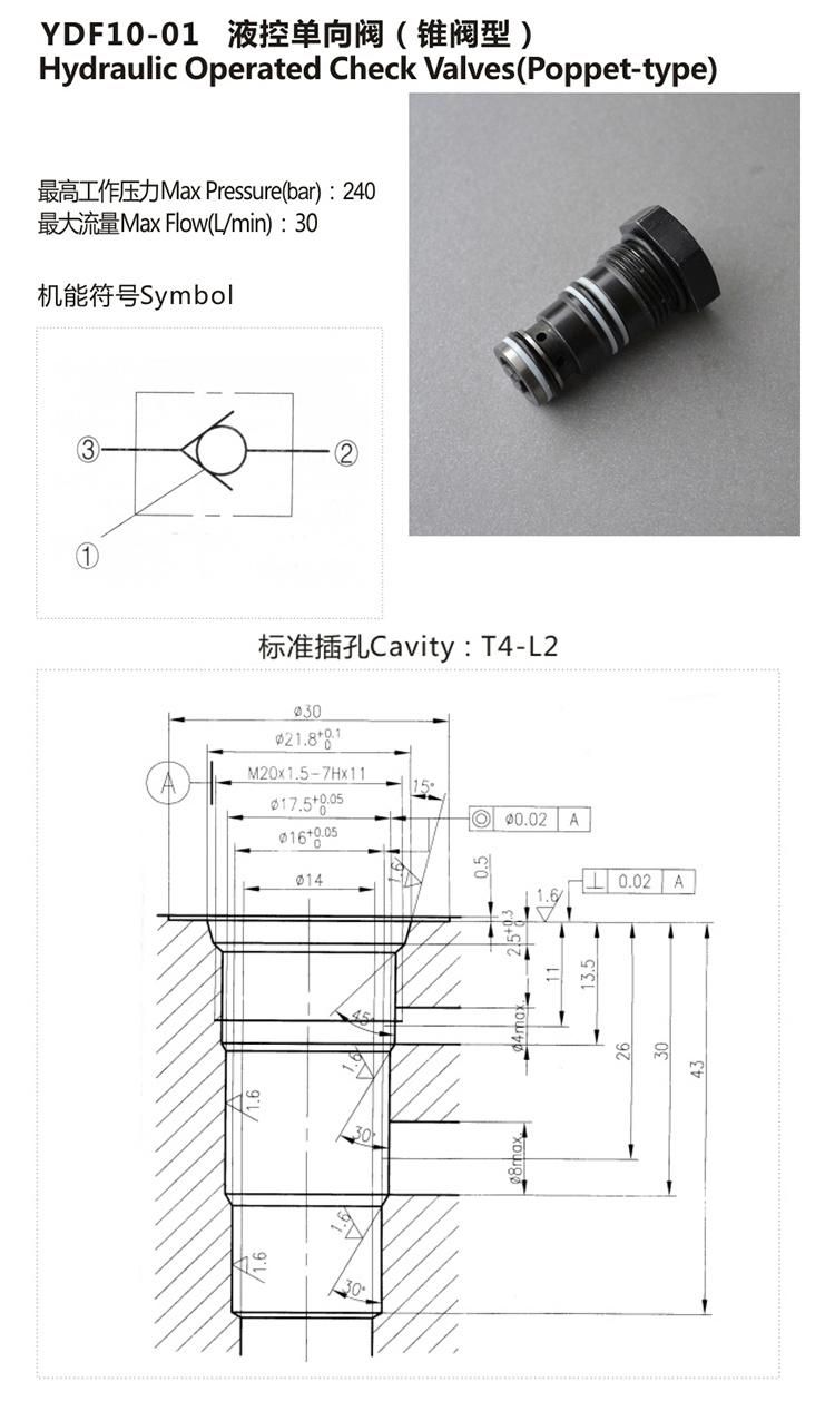 YDF10-01 Hydraulic check cartridge check valve parts