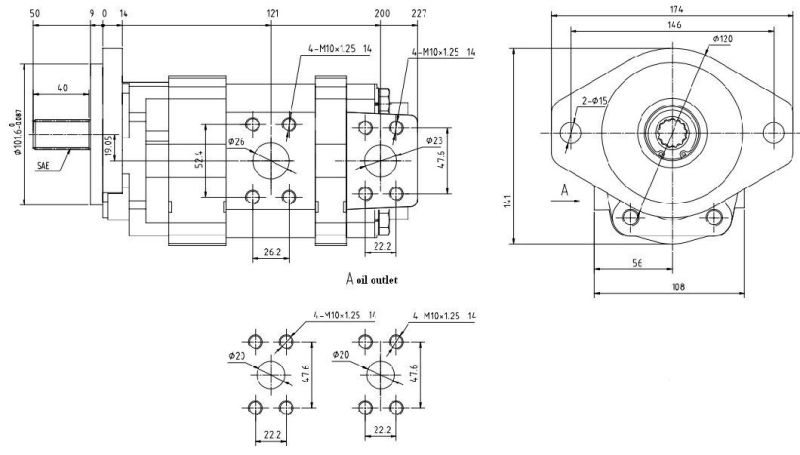 High Pressure Hydraulic Double Gear Pump with Aluminum Alloy