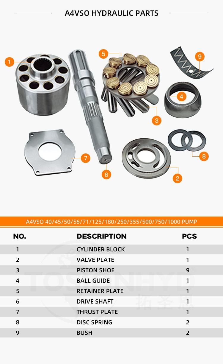 A4vso 71 Hydraulic Pump Parts with Rexroth Spare Repair Kits