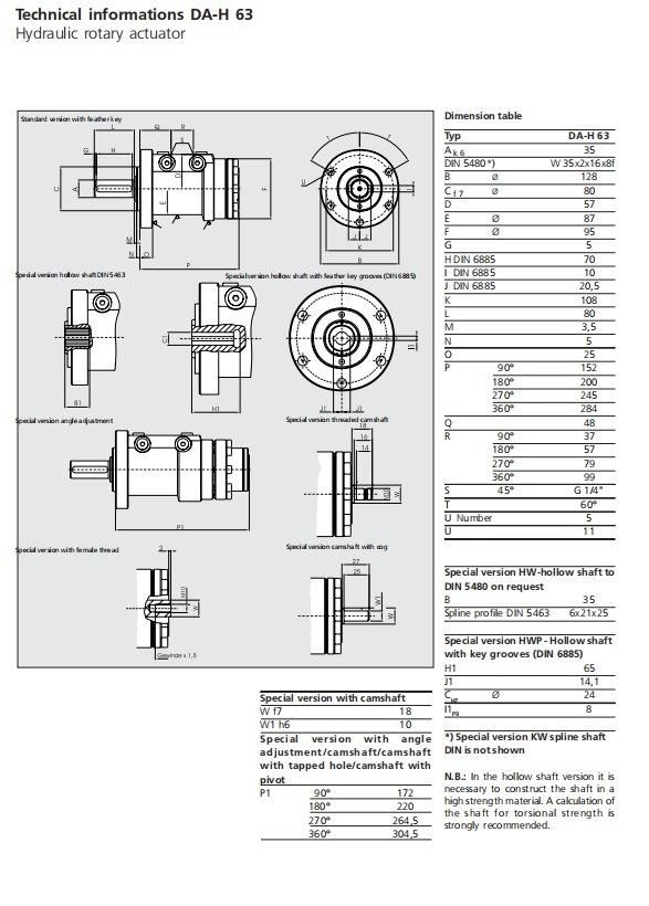 Hydraulic Rotary Actuator Dah63-180d Hks