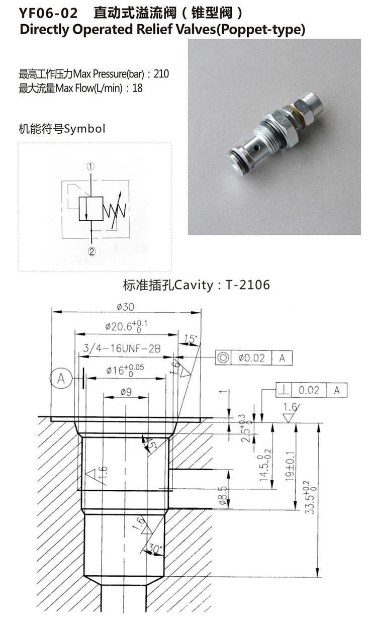 YF06-02 hydraulic directional flow control cartridge valve