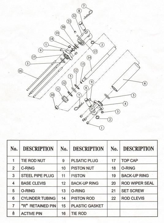 Cross Tube 3000 Psi 2" Bore X 24" Stroke X 1.25" Rod Diameter Welded Bushing Hydraulic Cylinder