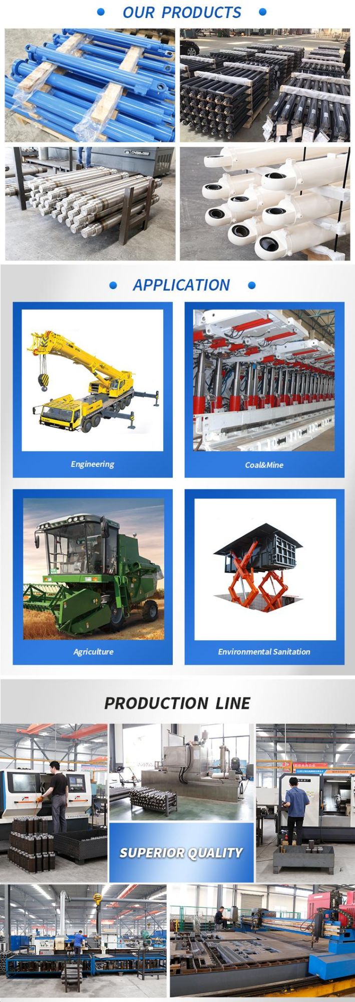 Double Acting Tail Gate Hydraulic Cylinder Used in Environmental Sanitation Equipment