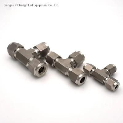 Ss Twin Ferrules Metric Fittings 3 Way Union Tee Hydraulic Tube Fittings for Water