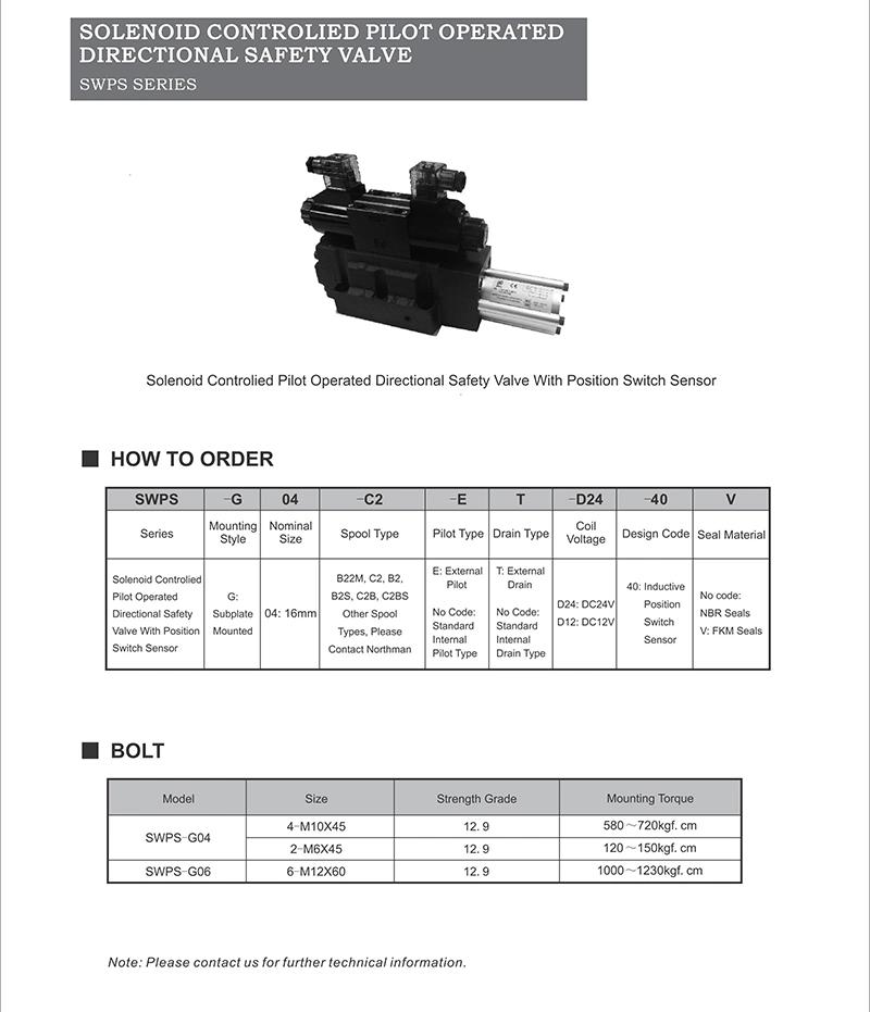 Swps Solenoid Controlied Pilot Operated Directional Safety Valve