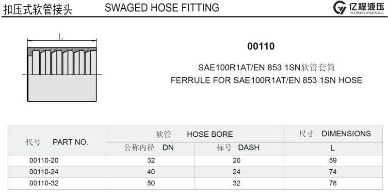 Aluminium Brass Hydraulic Hose Ferrules for Sen8532sn Hose 00110