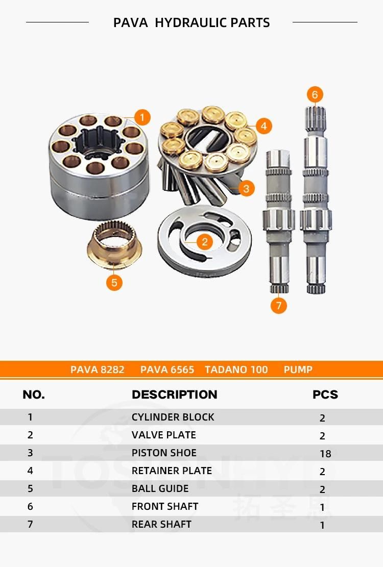 Tadano100 Pava8282 Pava6565 Tadano100 Pava 8282 Pava 6565 Hydraulic Pump Parts with Toshiba Spare Repair Kit