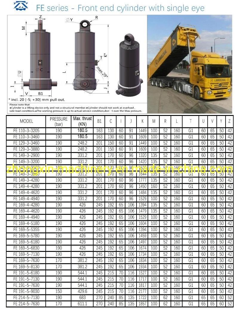 Fe Telescopic Hydraulic Cylinder for Tipper Truck