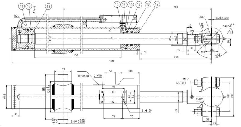 Custom Made Two Way Hydraulic Cylinder Hsg80/45