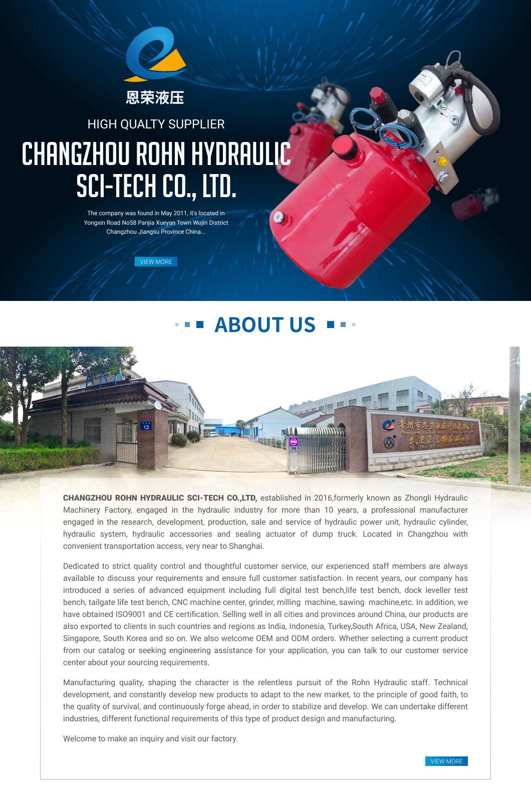 Customized Hydraulic Cylinder Single Double Action High and Low Pressure Performance High Power