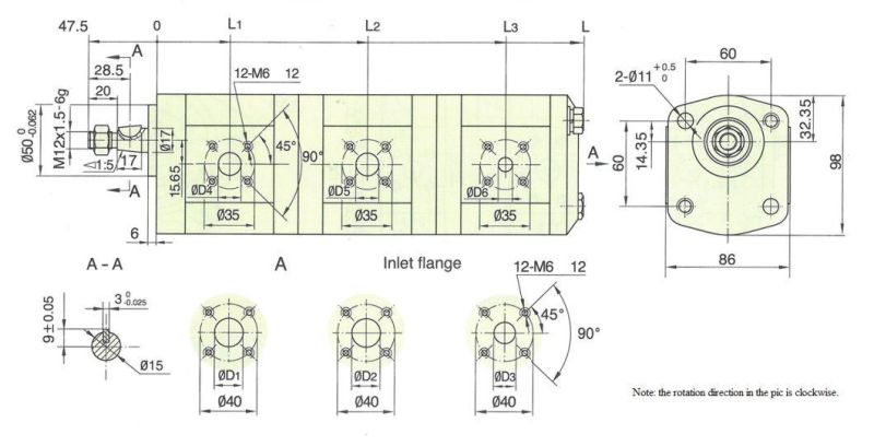 High Pressure Hydraulic Triple Gear Oil Pump Hydraulic Power Unit Cbwsl-F316/F306/F304-Cfx