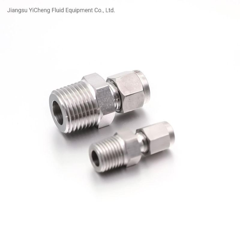 SUS 304 1/8 1/4 3/8 1/2 NPT BSPT Male Thread X Inch Tube Od Pipe Compression Connector Hydraulic Tube Fittings